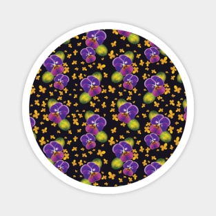 Dark Floral Violet Pattern Magnet